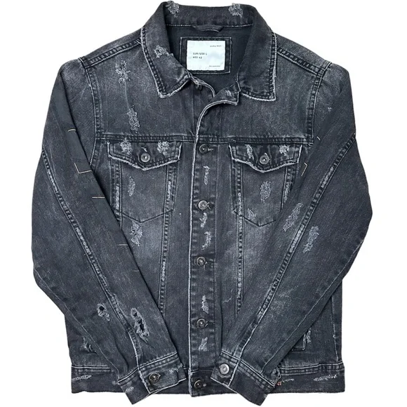 Zara Black Denim Jacket - Picture 1 of 5
